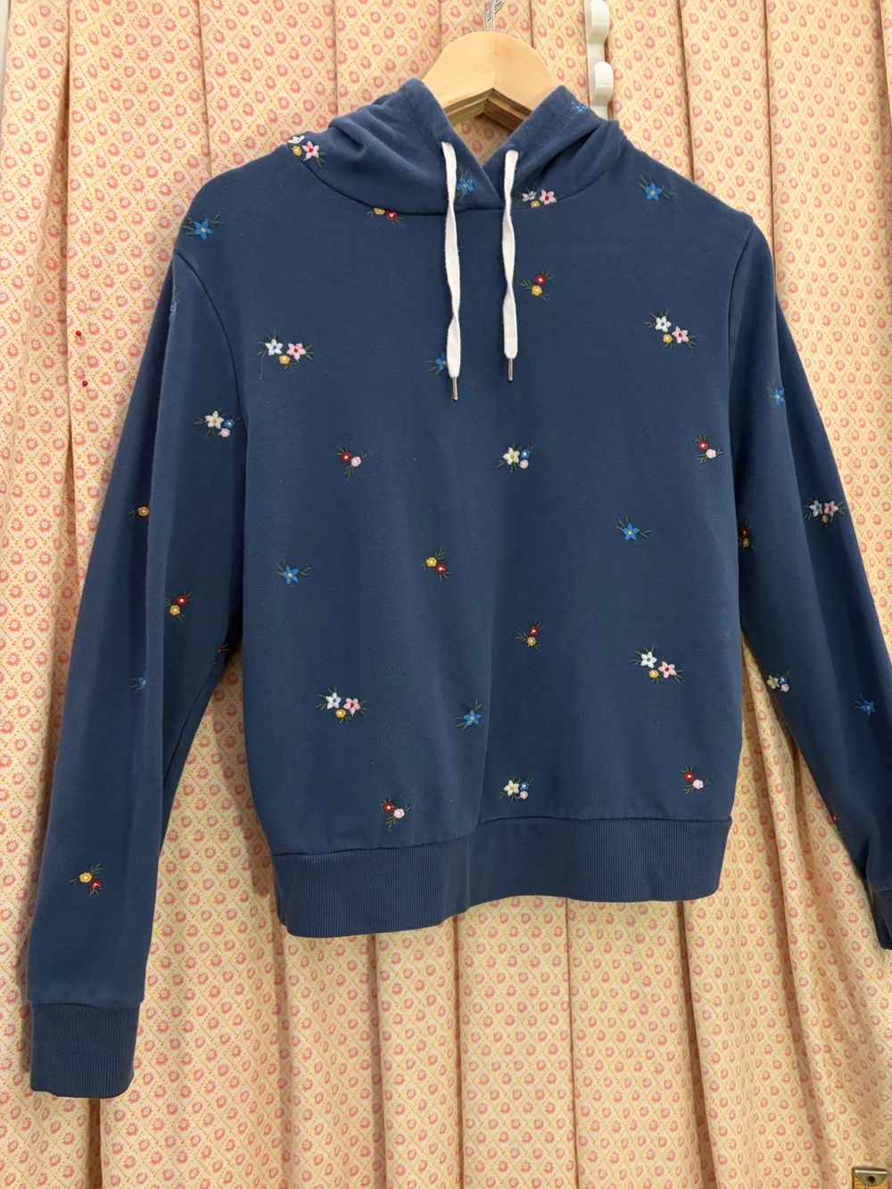 Darling PJ SALVAGE Hoodie with Embroidered Baby Flowers in Navy